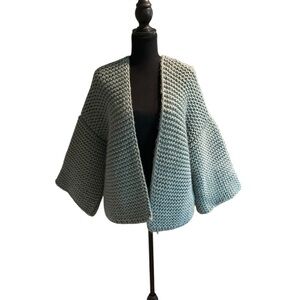 Knitted & Knotted Anthropologie Chunky Knit Sage Green Cardigan